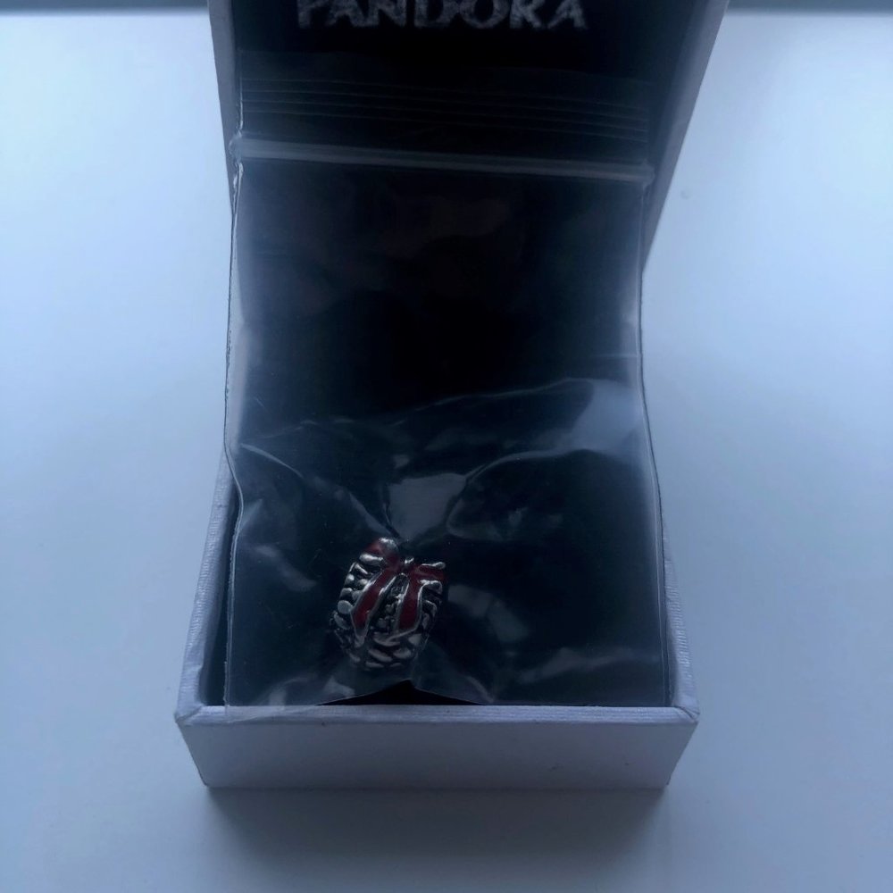 NIB Retired Pandora Pine Cone with Red Enamel Bow - Picture 4 of 6